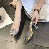 202 Summer New Korean Version Of The Diamond Transparent Crystal Shoes High Heel Sandals Fine Heel Women's Shoes Size 43 Yards HZ0115
