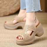 2025 Summer New Roman Hollow Anti-Slip Wear-Resistant Women's Shoes Soft And Comfortable Out Fashion With Mother Shoes HZ0115