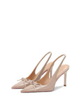 Naked High-Heeled Women 2025 Summer After The New Empty Tip Fine And Light Temperament Single-Shoe Red-Soled Bow Sandals HZ0115