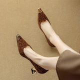 French Temperament High Heels Women 2025 Spring New Light Mouth Single Shoes Small Fragrant Leopard Pattern Evening Shoes HZ0115