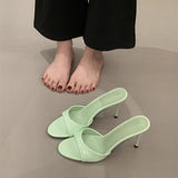 High Heels 25 Summer New Pointed Out Toe Fine And Flip-Flops With Slippers Wearing Fashion White Red Sandals HZ0115