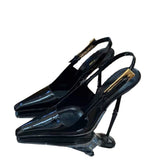 High-Heeled Women 2025 Summer New Hollow Black Pointed Temperament Small Gold And Patent Leather Skin Thin Heel Sandals HZ0115