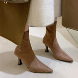 Apricot Short Boots Women Autumn And Winter Commute High And Bare Boots Korean Version Of Thin Skinny Boots Tips And Elastic Socks Boots HZ0115