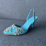 7 Cm Light-Mouthed Sharp White Wedding Sandals Fine Heel Size Size Diamond Chain Wedding Shoes Wedding Shoes Wedding Shoes HZ0115