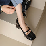Spring And Summer 2025 New French Retro Niche Design Fashion With Square Head High With Mary Jane Single Shoes HZ0115