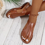 Flat-Soled Sandals Women 2025 Summer New Round Toe Side Empty Bag Behind The Back To Wear Large-Size Sandals HZ0115
