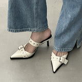 2025 Summer ~ Pointed Belt Buckle Thin Belt Buckle Single Shoes Silver Back High Heel Sandals HZ0115