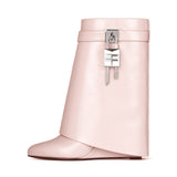 Winter New Large Cylinder Lock Skirt Side Of The Super High Slope And Round Scalp Face High And Zipper Short Boots Woman HZ0115