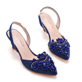 6 Cm Light-Mouthed Pointed Sandals Discolored Cloth Thin Heel Large Banquet Sandals Women 42 Yards 43 Yards High Heel Sandals HZ0115