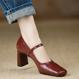 French Retro Square Shallow Mouth Mary Jane Single Shoes Women's Spring 2025 New Word Buckle Lady Casual Single Shoes HZ0115