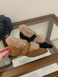 Inner Height Plus Velvet Mary Jane Single Shoes Women's Shoes 2025 Autumn And Winter Warm Wool Shoes Cotton Shoes Pointed Lefu Shoes HZ0115