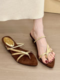 Old Morning Feeling Two Wear!Retro Velvet Face Tip Chuckle One Word With Slopes And Sandals Women Summer Dew Toe Cool Drag HZ0115