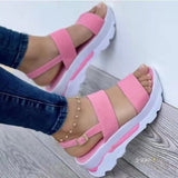 Summer New Word With Thick Bottom Slope And Ladies Sandals Casual Buckle High HZ0115