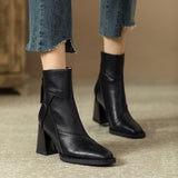 Coarse And Short Boots Women 2025 New High-Heere Winter Brown Skinny Boots English-Style Vintage Martin Boots HZ0115