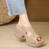 2025 Summer New Roman Hollow Anti-Slip Wear-Resistant Women's Shoes Soft And Comfortable Out Fashion With Mother Shoes HZ0115