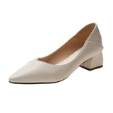 2025 Korean Version Of Thick Heel High-Heeled Single-Shoe Women's Pointed Professional Shoes Black Heel Shoes To Work Shoes HZ0115