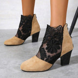 Lace Mesh High Heel Cool Boots Women Large Size Fashion Round Head Coarse And Roman Sandals HZ0115