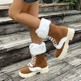 Large-Size Autumn And Winter Hair To Keep Warm Thick Bottom Boots Comfortable Round Head With Snow Boots Woman HZ0115