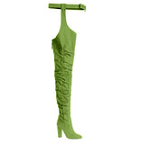 New Solid Velvet Fashion Pointed Personality Rough Knee And Waist Sexy Boots Women Fashion Boots HZ0115