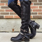 2025Wish New Belt Buckle Boots Women's Boots Coarse And Medium Size 40-43 HZ0115