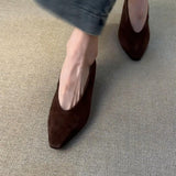 Commuting Scrub Skin Simple One Foot Pedal Single Shoes Women's Shallow Head Retro Coarse Granny Shoes HZ0115