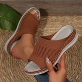 2025 New Summer Women Thick Bottom Slippers Large-Size Wide Striped Fish Mouth Thick Bottom Slippers Women HZ0115