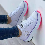 2025 New Summer Canvas Shoes Casual Breathable Single Shoes Large Women's Shoes Thick Soles Lace Women's Shoes HZ0115