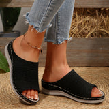 Thick Bottom Cool Slippers Wearing Elastic Fly-Weaving Air-Breed Soft Base Casual Drag 41-43 Code HZ0115