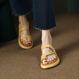 Naipai Original Soft Skin Thick-Sleeve Toe Cool Slippers Women 2025 Summer Fashion Wearing Beach Shoes Breathable Comfort HZ0115