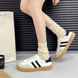 Spring And Autumn 2025 New Korean Version Of The Round Head Tie With Color Fashion Flat Bottom Students Casual Board Shoes HZ0115