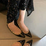 Mary Jane Small 5Cm High Rivet Tip Single Shoes Women 2025 New One-Legged Stubble Shoes HZ0115