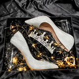 Sharp High-Heeled Women's Fine Heel 2025 New Summer Dress Banquet Single-Shoe Wedding Dress Super Fairy Bridal Shoes HZ0115