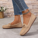 Flat-Bottomed Casual Single-Shoe Lef Shoes Light-Mouthed Bean Shoes Women's 2025 New Fashion Metal Chain Large-Size Mother Shoes HZ0115