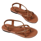 2025 Summer New Women's Flat-Soled Sandals Large-Size Casual Toe Braided With Flat-Soled Sandals HZ0115