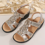 Summer 2025 New Hollow Slope And Fish Mouth Flowers Leisure Comfortable Large Size Sandals Women HZ0115