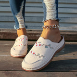 National Wind Flowers Baotou Slippers Women's Shoes Large-Size Round Head Head And Fashion Wear Half Slippers HZ0115