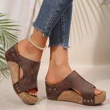 2025 Summer New Women's Thick Bottom Slope And Slippers Large Size Leisure Fish Mouth Thick Bottom Slope And Slippers HZ0115