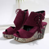 2025 Summer New Women's Slope And Thick-Soled Sandals Large-Size Fish Mouth Suzu Side Zipper Sandals HZ0115