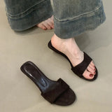 Vintage Velvet Noodles Small Slope And Dew Slippery Slippers Women Wear Comfortable Soft Soles Pedal Cool Slippers HZ0115