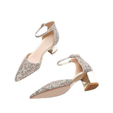 Wedding Shoes Crystal Shoes Women Wedding Shoes White Wedding Shoes Coarse Hedliers Buckle High Heels HZ0115