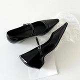 British Wind Patent Leather Tip Commuting High Heel Shoes Single Shoes To Increase The Word Buckle Temperament Mary Precious Shoes HZ0115