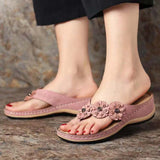 Summer New Beach Sandals Line Thick Bottom Slope And Jacket Slippers Fashion Flower Decoration Slippers HZ0115
