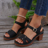 2025 New One-Word With Slope Heel Sandals Women's Shoes Large Size Fish Mouth Slope And Thick-Soled Sandals HZ0115
