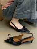 Small High-Heeled Women's Shoes 2025 Spring And Autumn New French Temperament Elegant Bow Tip Light-Mouthed Fine Sandals HZ0115