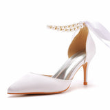 7 Cm Fine Heel Large-Size Sandals Banquet Women's Shoes Ribbon Beads High Heel Sandals And Ribbon Dress Dress HZ0115
