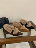 Inner Height Plus Velvet Mary Jane Single Shoes Women's Shoes 2025 Autumn And Winter Warm Wool Shoes Cotton Shoes Pointed Lefu Shoes HZ0115