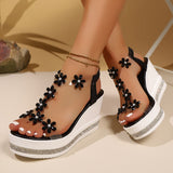 Large-Size Slope And Flower Sandals Women 2025 Summer New Loose With Water Drill Loose Cake Thick-Soled Sandals Women HZ0115