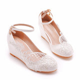5 Cm Low Slope Hedley Slime High Heels Women's Shoes Slopes And Casual Shallow Buckle Round-Headed Single Shoes Bridal Shoes HZ0115