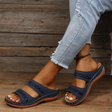 2025 New Large-Size Slippers Retro Car Line Anti-Slip Round Slope And Comfortable Word Cool Slippers Woman HZ0115