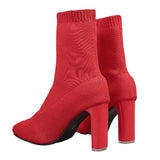 Large-Size Martin Boots Women 2025 New Autumn And Winter Tips And Flying Weave High-Hees Thin Skinny Boots HZ0115